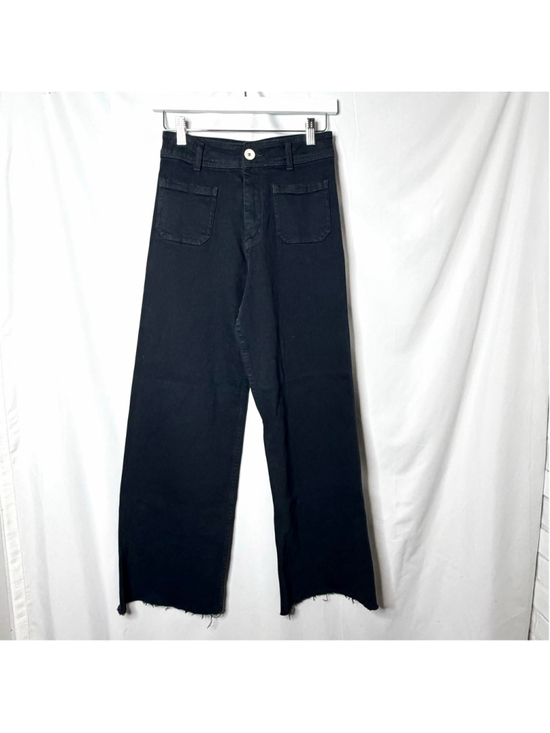 MIOU MUSE Denim - Women's MIOU MUSE Black Wide Leg High Rise Raw Hem Jeans Size Small